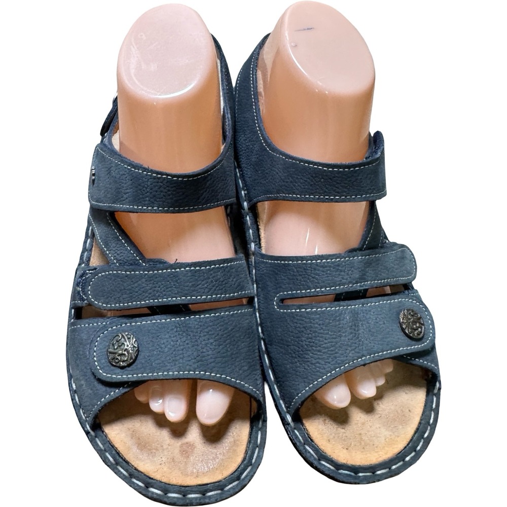 Finn Comfort Gomera Sandals Women 39 Denim Blue Leather Suede Made Germany